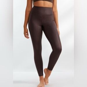 Bare Necessities Dark Brown Faux Leather Leggings-28" inseam